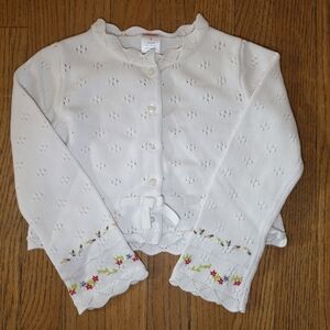 Gymboree White Knit Cardigan with Scalloped Trim Girls Size 5